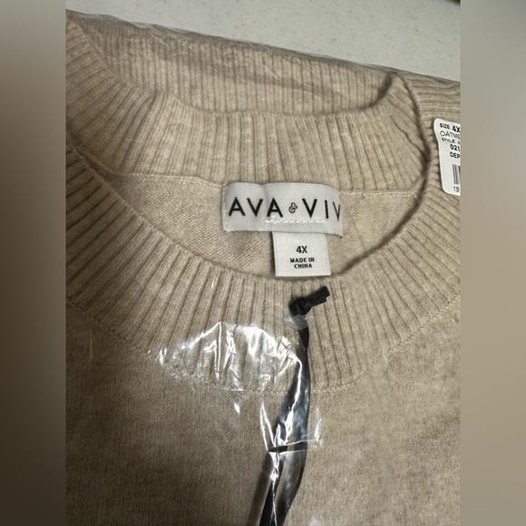 Ava & Viv Oatmeal Lightweight Sweater 4X NWT - Picture 3 of 7